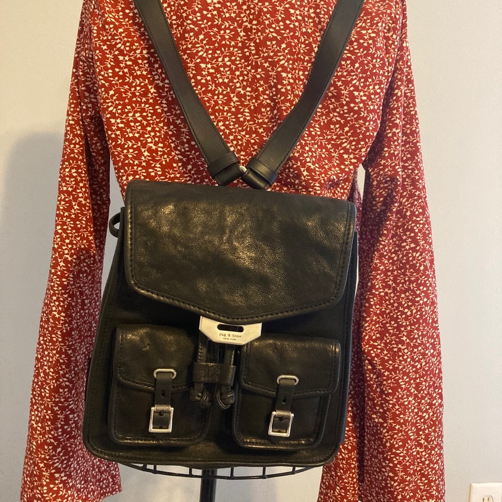black leather backpack purse